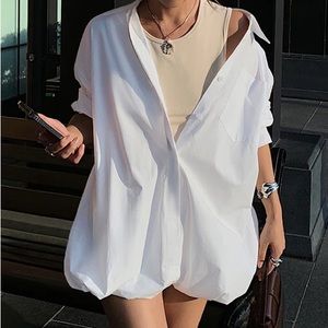 Commense- 2 in 1 oversized button down shirt
